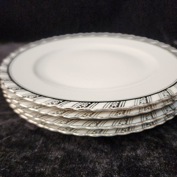 Franconia K&A Krautheim Palladina Dinner Plates set-4 vtg silver ruffled elegant - Picture 7 of 7